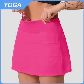Това е Абсолютно нова фалшива пола от две части, дамски къси панталони за йога с висока талия, плажни спортове на открито, фитнес, тенис, голф, къса пола
