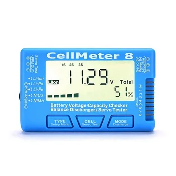 CellMeter 8 LCD дисплей Цифрова Батерия Капацитет Проверка 2-8 S Серво Батерия Тестер с Подсветка за Li-Po Li-lon NiCd NiMH Батерия