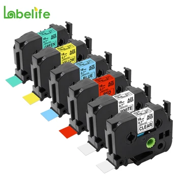 Labelife 6 Опаковки Разход на Набор от 18 мм TZe-141,241,441,541,641,741 Съвместим За Brother P-Touch PT-P900W P950NW P700 Производител на етикети