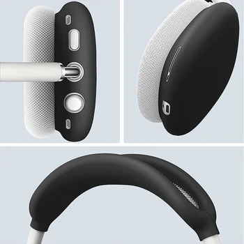 1 Комплект аксесоари за слушалки, силиконов защитен калъф за слушалки, устойчив на надраскване, калъф-превръзка на главата за Airpods Max (черен)