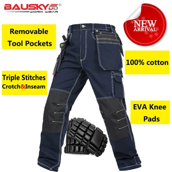 Bauskydd Мъжки панталони carperner от 100% памук, трайни работни панталони с много джобове и наколенниками от ева, работни панталони, работно облекло, безплатна доставка