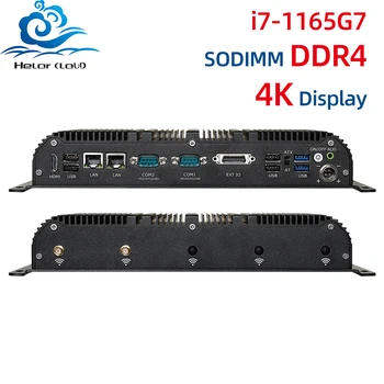 Безвентиляторный Индустриален компютър i7-1165G7 2x COM DB9 Dual LAN 2x DDR4 M. 2 NVMe GPIO 9 В-36 В Входа на Windows и Ubuntu Поддръжка на WiFi 4G 5G
