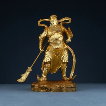 Всички Медни Орнаменти Skanda Gong Guan Potrait Гама Синя Статуя На Декорации За Дома, Хол, Бижута, Занаяти, Накити