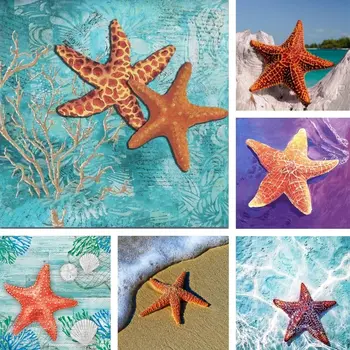 5D САМ диамантена живопис кръст бод морска звезда плажен пейзаж пълна квадратна диамантена бродерия Морето Пълен кръг diamond мозайка
