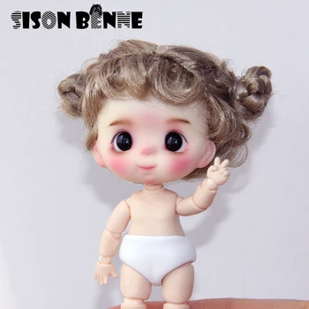 Кукла ръчно изработени 1/12 BJD 1/8 мини-момиче-кукла с грим за лице, подвижни черни очи, реалистични детски играчки