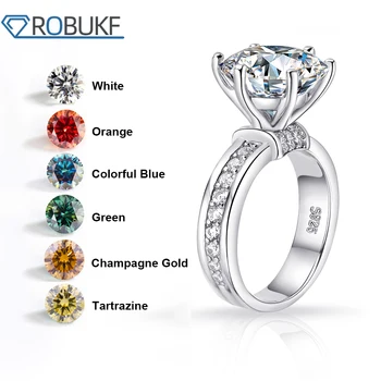Годежни пръстени с муассанитом 5-каратово D цвят от 925 сребро, покрито с Pt950, луксозно годежен пръстен във формата на корона, за жени, шест ноктите GRA