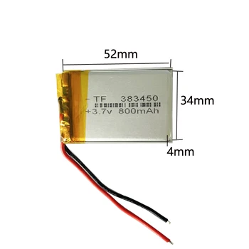 Акумулаторна литиево-йонна полимерна батерия Липо 3,7 На 800 mah 383450 за видеорегистратора, конзола за игри, слушалки, Bluetooth