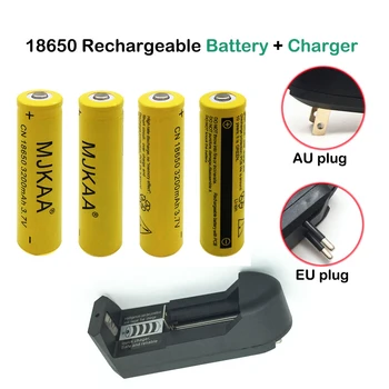 4 бр. 18650 Батерия От 3.7 На 3200 mah Акумулаторна литиево-йонни Батерии (не AA/AAA батерия) + 1 бр. монтаж на стена зарядно устройство за led фенерче Батерия