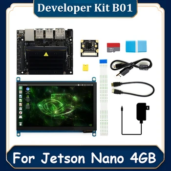 За робот-програмист в jetson Nano 4 GB вградена платка задълбочено обучение + 7-инчов сензорен екран, камера IMX219, штепсельная вилица САЩ 