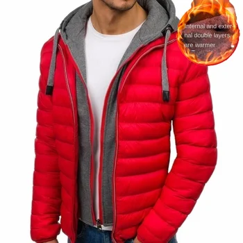 Зимна стеганая яке 2023, двойна стеганая яке с качулка, топло яке с балон подплата, мъжко топло палто плюс палто отгоре