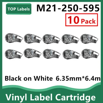 1 ~ 10PK Съвместими Знаци на Винил Фолио M21-250-595 в Этикетировщике, Преносими Лабораторни Принтер за Етикети, Маркиране на оборудване, Черно на бяло