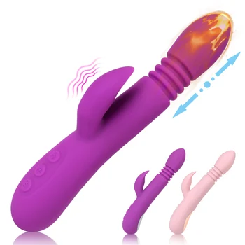 Нагревающийся телескопична вибратор Вибратор за женската мастурбация, масажор за точката G, двойна вагина, стимулиращ клитора, секс играчки за жени