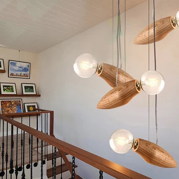 Нов дизайн, модерни креативна мультяшная лампа с пчела, балкон, малка дървена окачена лампа на тавана, кабел, подвесная крушка на тавана, стълби, украсени с