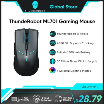 Безжична Детска Мишката ThundeRobot ML701 4000 точки надюйм 1000 mah RGB Gamer Акумулаторна Жичен Безжична Мишка с 2.4 G за Игри на Преносими КОМПЮТРИ