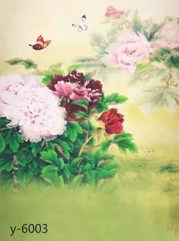 Китайската традиционна живопис, 5x7 фута, цветя, пеперуди, фонови рисунки, реквизит за снимки, студиен фон