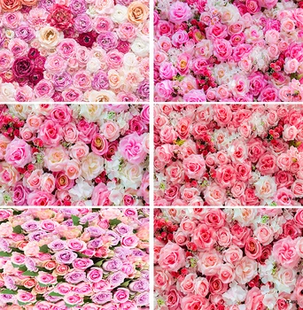 Розови цветя за душата младоженци, декорация на стени, фонове, за снимки, момичета, сватбен фон с цветове, декори за студия