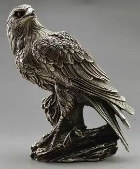 Коллекционно украсени с антични ръчна изработка на Тибетски сребърния орел на дървото, ковчег и статуетка от мед, на едро, украса от тази месинг