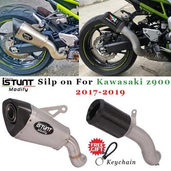 Z900 слипоны за мотоциклет, ауспуси, изработени от въглеродни влакна, изпускателната тръба на средно ниво с DB killer за Kawasaki Z900 2017 2018 2019