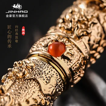 JINHAO Luxury Ancient Dragon Малка двойна златна писалка с игра на перли новост Изискан офис консумативи канцеларски нови