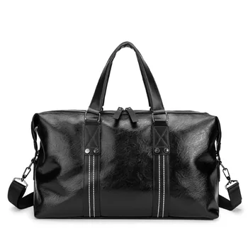 Чантата е с голям капацитет, мъжка кожена чанта за ръчен багаж, однотонная черна спортна чанта, водоустойчива чанта за почивните дни