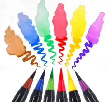Комплект от 20 цвята Четка за писане подплатена дръжка Акварел art маркер Ефект химикалки Най-подходящ за възрастни и на книгите-оцветители, манга, комикси, калиграфия