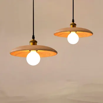 Скандинавски дървена led окачен лампа, минималистичная подвесная илюминации за хол, спалня, кабинет, трапезария, осветителни тела за интериор