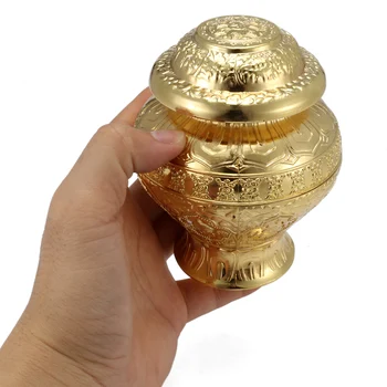 12 см Тибетския будизъм олтара сплав от злато Свещената бутилка Изпълнение на желания гърненце със съкровища
