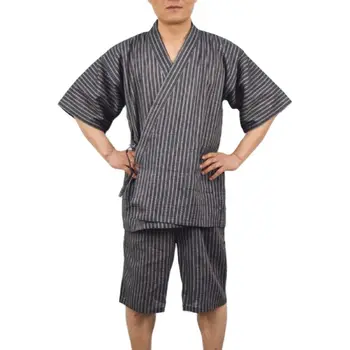 Мъжки кратък годишен памук пижамный комплект райе кимоно