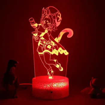 Играта Genshin 3D Лампа Фигурка Светлина Led нощна светлина Слот осветителни Тела за Декор за Спалня Осветление, Нощни Лампи Детски Подарък