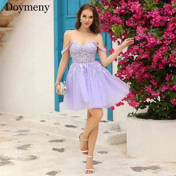 Рокли за среща на завършилите Doymeny Скъпа Очарователно вечерна рокля с аппликацией Прозрачно дантелено вечерна рокля винтажное сукни