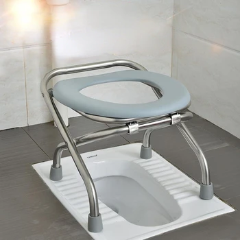 Сгъваем стол за тоалетна от неръждаема стомана за по-възрастни бременни жени, противоскользящий стол за душ, поставка за крака за болницата универсални тоалетни принадлежности