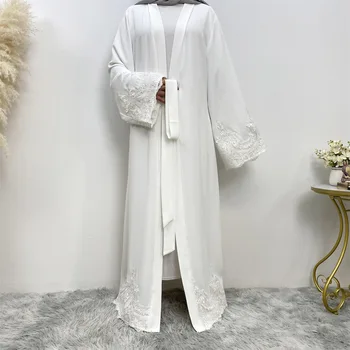 Модерен халат за баня с бродерия, турски случайни жилетка, мюсюлманската рокля, ислямските модни чорапогащи, дълги халати, кимона Абайя