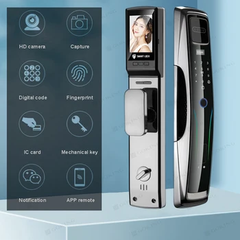 Goking 3d разпознаване на лица телефон дистанционно цифрова клавиатура интелигентна система за заключване на вратите, за да се алуминиеви врати с камера, звънец, с пръстов отпечатък