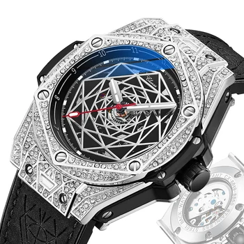 Relogio CHENXI механични часовници мъжки 2021 с голям циферблат, сребрист кристал, стръмни модни часовници за мъже, автоматични часовници с виртуален скелет