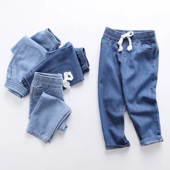 Лято-пролет, дънкови панталони за малки момчета, детски дрехи, ежедневни памучни детски панталони, дънкови облекла за момичета 2-6 години, синьо FY01163