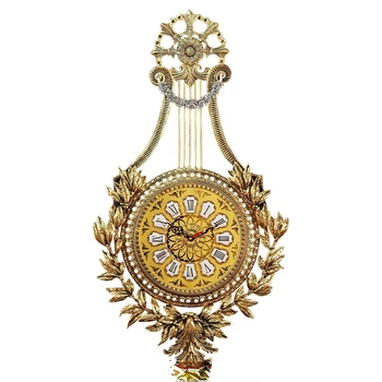 Европейският ретро стил, медно-златни стенен часовник за украса на дома