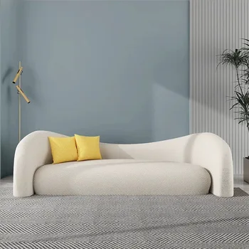 Бял диван от вълна от овце, модерен директен мързелив 3-местен дизайн, диван за цялото тяло, голям порцеланов диван, мебели за дома, евтини дивани оферти