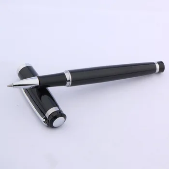 химикалка писалка baoer 508 метален сребрист цвят, черна дръжка-rollerball от неръждаема стомана