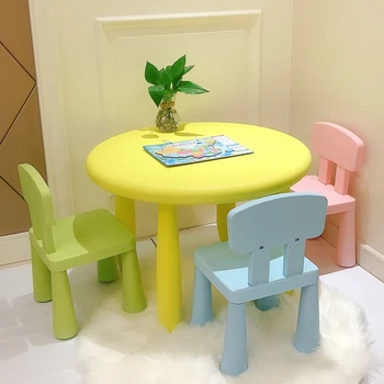 Нескользящие кръгли маси, пластмасови маси и столове за детска градина, играчка маси и столове за домашна употреба, детска писмена