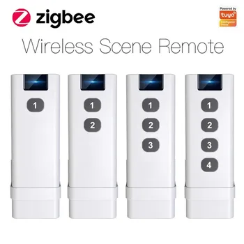 1-4 ключ на Hristo ZigBee Smart Wireless Scene Switch Дистанционно управление преносим сценарий за домашна автоматизация с Дистанционно управление с Алекса Google