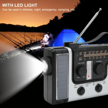 Led фенерче, ръчно AM радио FM SW, слънчева динамо-машина, външно аварийно радио с портативно фенерче-радио
