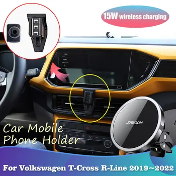 На притежателя на телефона, за Volkswagen VW T-Cross C11 R-Line 2019 ~ 2022 Магнитен Клип За отдушник Поддръжка за Безжично Зареждане Аксесоари за iPhone