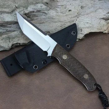 Нож D2 стоманен нож с фиксирано острие, остър, с пълна дръжка от лен, висока твърдост, за оцеляване, ловни ножове, инструменти за къмпинг, EDC и на открито