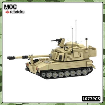 Серия военни машини WW2 M-109 MOC, събиране на строителни блокове, експерти, пъзел, модел 