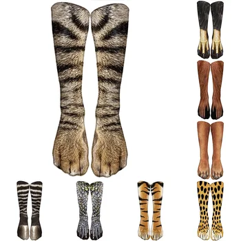 Забавни памучни чорапи с леопардовым социалният за жени, унисекс чорапи Happy Animal Kawaii в стил Харадзюку, сладки ежедневни чорапи до глезена, дамски официални