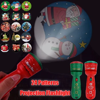 Коледен прожекционен фенерче, 24 фигурата, Дядо Коледа, Снежен човек, коледни подаръци, факел, лампа за коледната украса Навидад, детски играчки