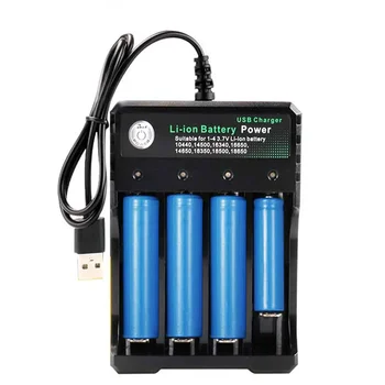Зарядно устройство за литиеви батерии, 1/2/4 конектор за вариант, подходящ за 10440, 14500, 16340, 16650, 14650, 18350, 18500/18650 Батерии