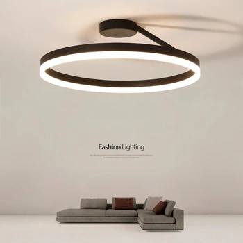 Модерен led тавана лампа за ресторант, дизайнерски скандинавски обикновен бял/черен тавана лампа, спалня, кухня, домашно осветление
