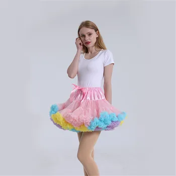 Цветни дамски поли-опаковки, гънки с рюшами, 3-слойный тюл, долната пола за момичета, розови рокли за cosplay в стил Лолита