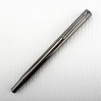Висококачествена и луксозна класическа метална сива метална писалка със стоманени мастило с върха на 0,38 mm, подарък за канцеларски материали, ученически пособия